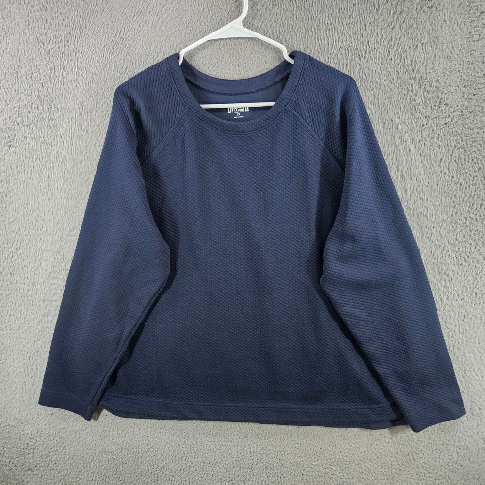 Duluth Trading Co Navy Blue Quilted Raglan Sweatshirt Womens 1X Pullover